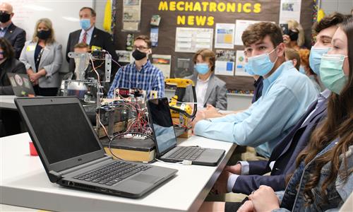 Students work in a mechatronics class